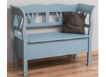 Panca Country Casa Padrino Azzurro 117 X 48 X H. 92 Cm - Panca In Legno Massello Con Contenitore - Mobili In Legno Massello - Mobili In Stile Country - Arredamento In Stile Country