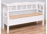 Panca In Stile Country Casa Padrino Colore Bianco/Naturale 163 X 48 X H. 92 Cm - Panca In Legno Massiccio Con Vano Portaoggetti - Mobili In Legno Massiccio - Mobili In Stile Country - Arredamento In Stile Country