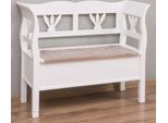 Panca In Stile Country Casa Padrino Colore Bianco/Naturale 117 X 48 X H. 92 Cm - Panca In Legno Massiccio Con Contenitore - Mobili In Legno Massiccio - Mobili In Stile Country - Arredamento In Stile Country