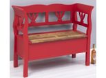 Panca In Stile Country Casa Padrino Rosso/Marrone 117 X 48 X H. 92 Cm - Panca In Legno Massiccio Con Contenitore - Mobili In Legno Massiccio - Mobili In Stile Country - Arredamento In Stile Country