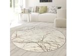 Tappeto Di Design Con Motivo Astratto A Nodi Lucidi Color Crema Dimensioni - 200 Cm Rotondo
