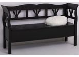 Panca Country Casa Padrino Nero 163 X 48 X H. 92 Cm - Panca In Legno Massello Con Contenitore - Mobili In Legno Massello - Mobili In Stile Country - Arredamento In Stile Country
