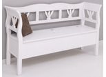 Panca Country Casa Padrino Bianca 163 X 48 X H. 92 Cm - Panca In Legno Massello Con Contenitore - Mobili In Legno Massello - Mobili In Stile Country - Arredamento In Stile Country