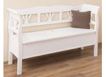 Casa Padrino Panca In Stile Country Bianco Antico 163 X 48 X H. 92 Cm - Panca In Legno Massello Con Contenitore - Mobili In Legno Massello - Mobili In Stile Country - Arredamento In Stile Country
