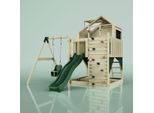 OutdoorToys Spielturm mit Spielhaus inkl. Wellenrutsche und Kinder-Schaukel, Outdoor Klettergerüst Garten, Ausführung: Babyschaukel, Farbe: Smaragdgrün Babyschaukel