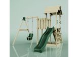 OutdoorToys Spielturm mit Wellenrutsche und Kinder-Schaukel, Outdoor Klettergerüst Garten mit Plattform, Ausführung: Babyschaukel, Farbe: Smaragdgrün Babyschaukel
