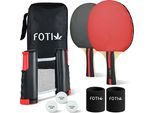 Set Di Racchette Da Ping Pong Fotix Premium Deluxe Profi, Racchetta Da Ping Pong Profi 3 Star, Set Da Ping Pong Con 2 Racchette, 3 Palline, Rete Retrattile, 2 Fasce Da Polso, Borsa, Scatola Set Di Racchette Da Ping Pong Premium