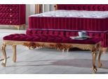 Casa Padrino Panca Barocca Rosso Bordeaux / Oro - Panca Imbottita In Legno Massiccio Con Tessuto Di Velluto Pregiato - Mobili Barocchi Fatti A Mano - Nobile E Magnifico