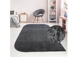 Tappeto Di Design Monocolore Con Angoli Arrotondati - Antracite Dimensioni - 140 X 200 Cm