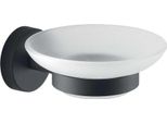 Piattino Portasapone Da Parete Vetro E Acciaio Inox Nero Opaco | Violetta