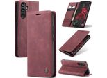 Custodia Galaxy A34 5G, Custodia Retrò In Finto Cuoio Con Funzione Stand Per Samsung Galaxy A34 5G Rosso