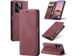 Custodia Redmi Note 12 Pro+, Custodia Retrò In Finto Cuoio Con Funzione Stand Per Xiaomi Redmi Note 12 Pro+ Rosso