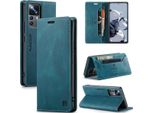 Xiaomi 12T Pro Case, Retro Custodia In Finto Cuoio, Stand E Custodia Protettiva Per Xiaomi 12T / 12T Pro Blu