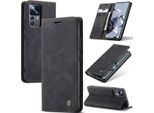 Xiaomi 12T Pro Case, Retro Custodia In Finto Cuoio Con Funzione Stand Custodia Protettiva Per Xiaomi 12T / 12T Pro Nero