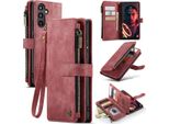 Galaxy A34 5G Case, Flip Pelle Zip Stand Funzione Custodia Protettiva Per Samsung Galaxy A34 5G Rosso