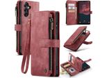 Galaxy A14 5G Case, Flip Pelle Zip Stand Funzione Custodia Protettiva Per Samsung Galaxy A14 5G Rosso