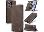 Xiaomi 12T Pro Case, Retro Custodia In Finto Cuoio Con Funzione Stand Per Xiaomi 12T / 12T Pro Coffee
