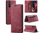 Galaxy A34 5G Case, Retropoliuretanocustodia In Pelle Stand Cover Protettiva Per Samsung Galaxy A34 5G Rosso