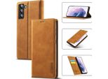 Galaxy S22 5G Custodia In Pelle Con Funzione Stand E Porta Carte, Custodia Design Portafoglio Per Samsung Galaxy S22 5G Marrone