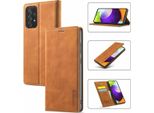 Galaxy A72 Custodia In Pelle Con Funzione Stand E Porta Carte, Custodia Design Portafoglio Per Samsung Galaxy A72 5G Marrone