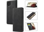 Galaxy A22 4G Custodia In Pelle Con Funzione Stand E Porta Carte, Custodia Design Portafoglio Per Samsung Galaxy A22 4G Nero
