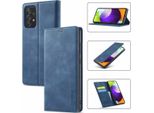 Galaxy A72 Custodia In Pelle Con Funzione Stand E Porta Carte, Custodia Design Portafoglio Per Samsung Galaxy A72 5G Blu