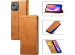 Custodia In Pelle Per Iphone 13 Con Funzione Stand E Portacarte, Custodia Con Design A Portafoglio Per Iphone 13 Marrone