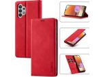 Galaxy A32 5G Custodia In Pelle Con Funzione Stand E Porta Carte, Custodia Design Portafoglio Per Samsung Galaxy A32 5G Rosso
