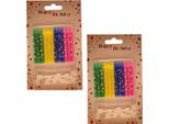 Set Di Candele Per Torta Con Supporto 24 Candele Con 24 X Supporti - Candele Per Torta Di Compleanno - Mix Di 4 Colori - [Blu-Giallo-Verde-Rosa] - Altezza - 6Cm | Candele Di Compleanno Per Feste, Natale, Celebrazioni - Candele Per Feste