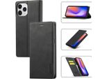 Iphone 12 Pro Max Custodia In Pelle Con Funzione Stand E Porta Carte, Custodia Design Portafoglio Per Iphone 12 Pro Max Nero