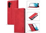 Galaxy A34 5G Custodia In Pelle Con Funzione Stand E Porta Carte, Custodia Design Portafoglio Per Samsung Galaxy A34 5G Rosso