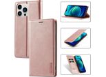 Custodia In Pelle Per Iphone 14 Pro Max Con Funzione Stand E Portacarte, Custodia Con Design A Portafoglio Per Iphone 14 Pro Max Rosa