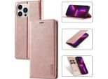 Custodia In Pelle Per Iphone 13 Pro Max Con Funzione Stand E Portacarte, Custodia Con Design A Portafoglio Per Iphone 13 Pro Max Rosa