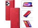 Iphone 12 Pro Custodia In Pelle Con Funzione Stand E Portacarte, Custodia Con Design A Portafoglio Per Iphone 12 / Iphone 12 Pro Rosso