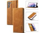 Galaxy S21 5G Custodia In Pelle Con Funzione Stand E Porta Carte, Custodia Design Portafoglio Per Samsung Galaxy S21 5G Marrone