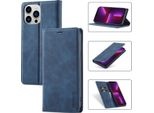 Iphone 13 Pro Max Custodia In Pelle Con Funzione Stand E Porta Carte, Custodia Design Portafoglio Per Iphone 13 Pro Max Blu