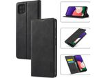 Galaxy A22 5G Custodia In Pelle Con Funzione Stand E Porta Carte, Custodia Design Portafoglio Per Samsung Galaxy A22 5G Nero