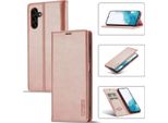 Galaxy A54 5G Custodia In Pelle Con Funzione Stand E Porta Carte, Custodia Design Portafoglio Per Samsung Galaxy A54 5G Rosa