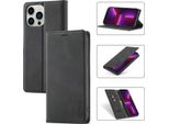Iphone 13 Pro Max Custodia In Pelle Con Funzione Stand E Porta Carte, Custodia Design Portafoglio Per Iphone 13 Pro Max Nero