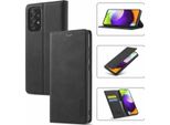 Galaxy A72 Custodia In Pelle Con Funzione Stand E Porta Carte, Custodia Design Portafoglio Per Samsung Galaxy A72 5G Nero