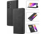 Galaxy A73 5G Custodia In Pelle Con Funzione Stand E Porta Carte, Custodia Design Portafoglio Per Samsung Galaxy A73 5G Nero