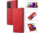 Galaxy A72 Custodia In Pelle Con Funzione Stand E Porta Carte, Custodia Design Portafoglio Per Samsung Galaxy A72 5G Rosso
