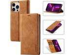 Custodia In Pelle Per Iphone 13 Pro Max Con Funzione Stand E Portacarte, Custodia Con Design A Portafoglio Per Iphone 13 Pro Max Marrone