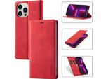 Iphone 13 Pro Max Custodia In Pelle Con Funzione Stand E Porta Carte, Custodia Design Portafoglio Per Iphone 13 Pro Max Rosso