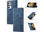 Galaxy S21 Ultra 5G Custodia In Pelle Con Funzione Stand E Porta Carte, Custodia Design Portafoglio Per Samsung Galaxy S21 Ultra 5G Blu
