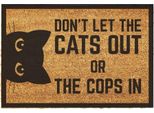 Zerbino Giftstory In Cocco Cats & Cops - Zerbino Regalo Per La Porta D'ingresso - Zerbino Di Benvenuto - Zerbino Divertente - Dimensioni: 80X50 Cm