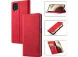 Custodia Galaxy A22 4G, Stand Funzione Portacarte Portafoglio Custodia Protettiva In Pelle Per Samsung Galaxy A22 4G Rosso