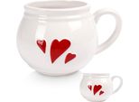 Orion Tazza In Ceramica Tazza Da Tè Tazza Da Caffè Con Manico In Ceramica Bianca Cuore 430 Ml