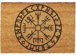 Zerbino Giftstory In Cocco Vegvisir Viking Kompass - Zerbino Regalo Per La Porta D'ingresso - Zerbino Di Benvenuto - Zerbino Per Porta - Dimensioni: 80X50 Cm