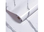 Tolletour 500Cm X 61Cm Mobili Foil Adesivo Vinile Autoadesivo Carta Da Parati Cucina Adesivo Foil Glitter Impermeabile 1 Rotolo Marmorizzato - Bianco